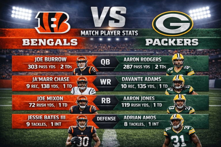 Bengals vs Green Bay Packers Match Player Stats