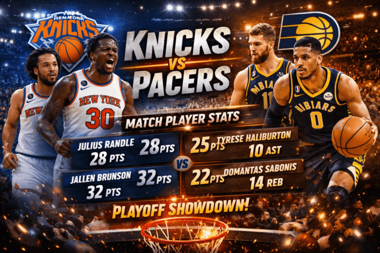 Knicks vs Pacers Match Player Stats