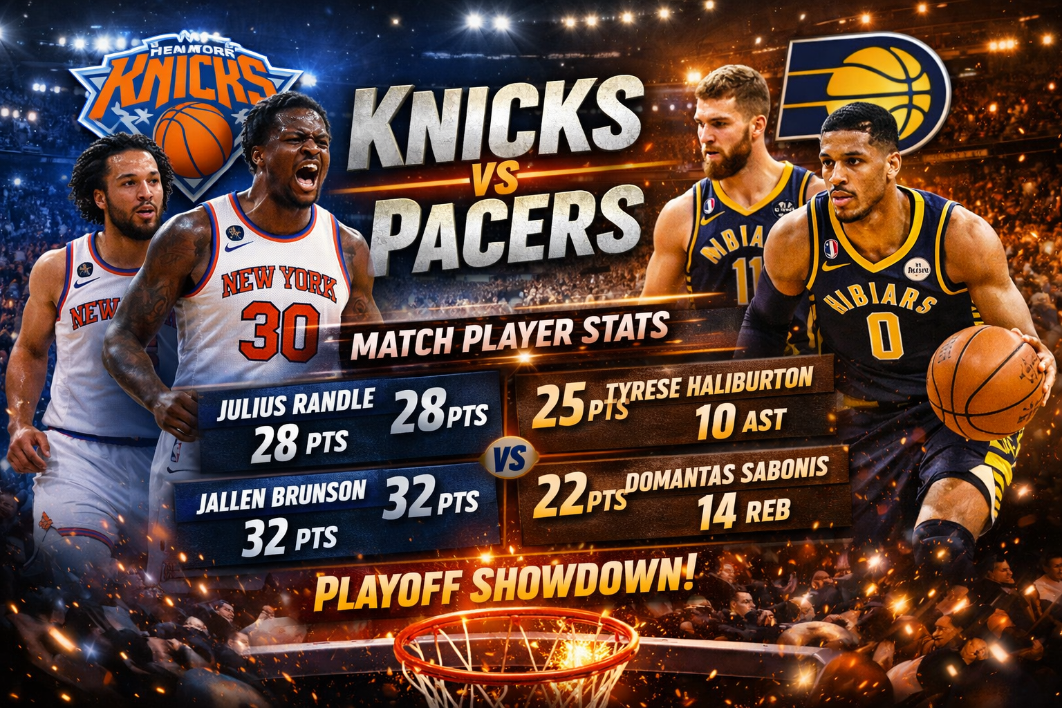 Knicks vs Pacers Match Player Stats