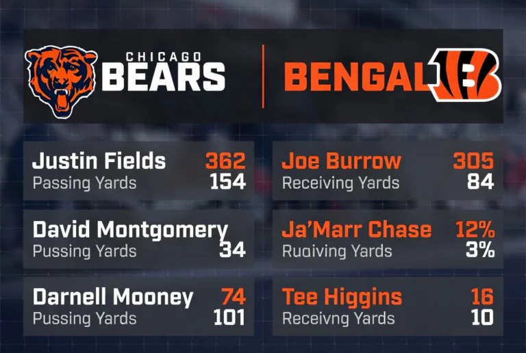 Chicago Bears vs Bengals Match Player Stats