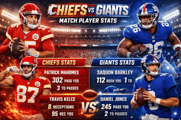 Kansas City Chiefs vs New York Giants Match Player Stats