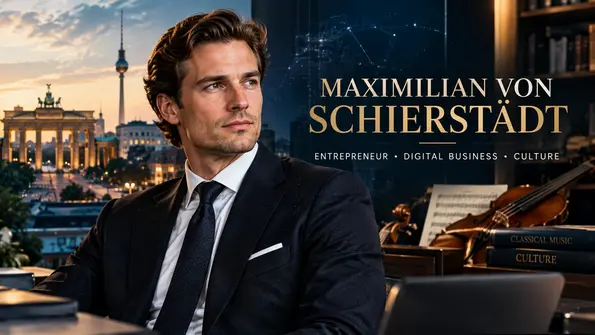 Maximilian von Schierstädt featured in a professional portrait with a Berlin city background