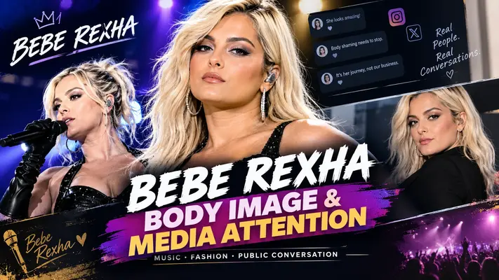 Bebe Rexha body image and media attention feature graphic